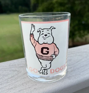 Vintage University of Georgia UGA Bulldogs Dawgs Drinking Glass Tumbler Go Dogs - Picture 1 of 1