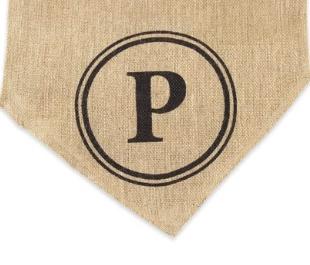 Mud Pie Burlap Table Runner Initial Monogram “P” - Image 1 of 2