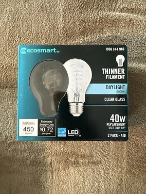 Ecosmart-2-pack Daylight Clear Glass Spiral Thin Filament Bulbs-Dimmable.  B1 - Image 1 of 2