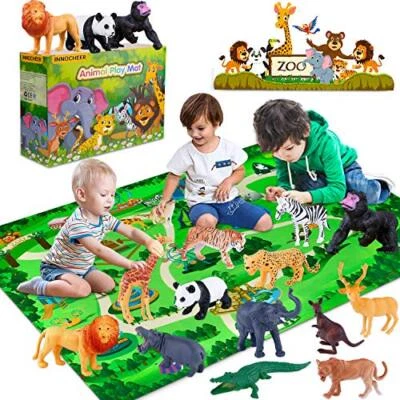 INNOCHEER Safari Animals Figures Toys, Realistic Wild Zoo Animals Figurines with - Image 1 of 4
