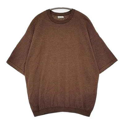Steven Alan Cotton hemp striped crew neck short sleeve knit LOOSE Brown5-070... - Image 1 of 4
