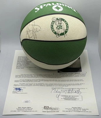 LARRY BIRD SIGNED Mini Boston Celtics Basketball IN PERSON AUTO JSA COA - Image 1 of 2