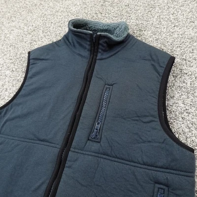 VTG J Crew Vest Mens M Blue Gray  Full Zip Fleece Lined Sleeveless Jacket Preppy - Image 1 of 4