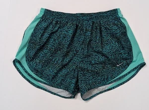 Pantalones cortos para correr Nike Dri-Fit para mujer azules/verdes metálicos con estampado de leopardo - Imagen 1 de 13
