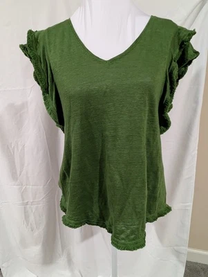 Blusa Chico's Verde Mangas Acampanadas 100% Lino Mujer Talla Mediana Cottagecore Foto 1 de 4
