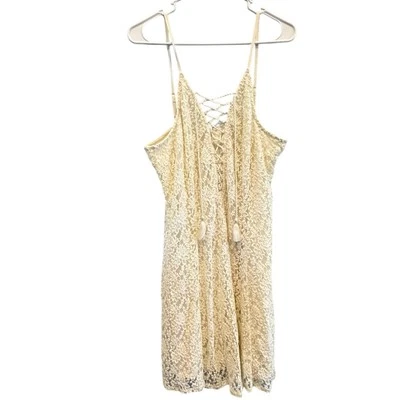 American Eagle Womens Lace Up Dress Size XL Cream Corset Coquette Boho Beachy - Image 1 of 4