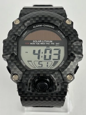 Reloj Cronógrafo Alarma Digital Solar Tono Fibra Carbono George 50mm con Correa y Batería Foto 1 de 4