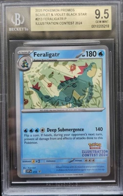 💥BGS9.5 Gem Mint Feraligatr #213 Scarlet & Violet Illustration Contest Promo - Image 1 of 2
