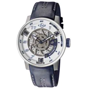 GV2 by Gevril 1301 Motorcycle Sport LE Automatic Blue Leather Strap Men’s Watch - Picture 1 of 3
