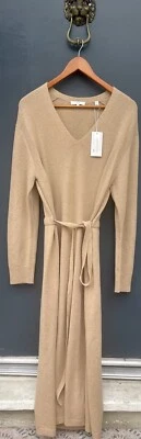 NUEVO CON ETIQUETAS VINCE LANA CACHEMIR CUELLO EN V MUJER SUÉTER VESTIDO CON CORBATA TALLA L Venta al por menor $425 Foto 1 de 4