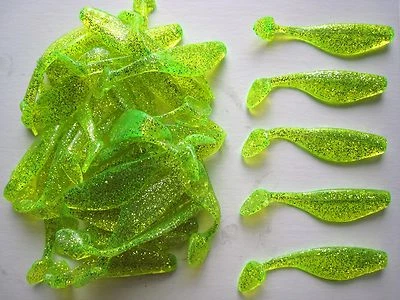 DOLITTLE & FISHMORE 40 pack - 4" Paddle Tail Shad - CHARTREUSE SHINE - Paddle Tail Swim Bait - USA