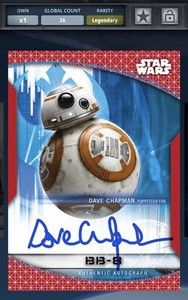 Star Wars Card Trader Chrome Perspectives Dave Chapman BB-8 Signature