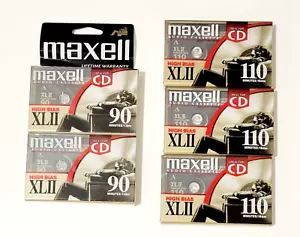Cassette audio Maxell XLII 110 minuti e 90 minuti bias alto - 5 nastri - NUOVE - Foto 1 di 4