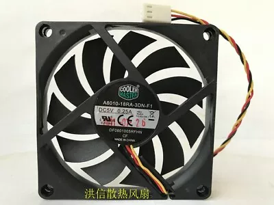 COOLER MASTER A8010-18RA-3DN-F1 5V 0.25A 8CM 8010 cooling fan 3pin - Image 1 of 3