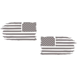 Tattered American Flag Distressed Vinyl Decal Sticker | Ripped Torn USA SET of 2 - Picture 1 of 14