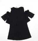 ASOS Womens Black Cotton T-Shirt Dress Size 8 Scoop Neck