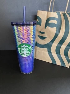 Starbucks 2020 Purple and Iridescent Sequin Cold Tumbler Venti 24 Oz - Picture 1 of 3
