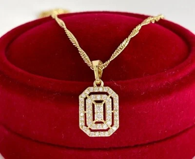 Luxus Halskette Anhänger Kristalle Zirkonia 585er Gold 14K vergoldet Damen - Bild 1 von 4