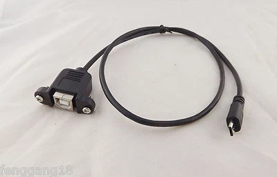 USB 2.0 B Female Socket Printer Panel Mount To Micro USB 5 Pin Male Cable 50cm - Image 1 of 4