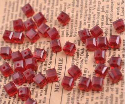 Cube Square Czech Crystal Faceted Rondelle Loose Bead Jewelry Making 4MM 6MM 8MM - Image 1 of 3