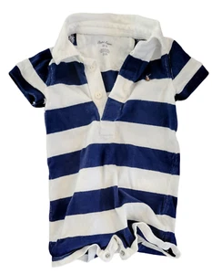 Ralph Lauren 6M Month Blue White Striped Bodysuit - Snaps - Free Shipping - Picture 1 of 4