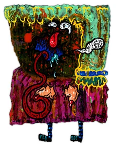 Original JUSTIN AERNI ca. 2020 Gemälde Dark Art Surreal Modern : SALLY - Bild 1 von 1