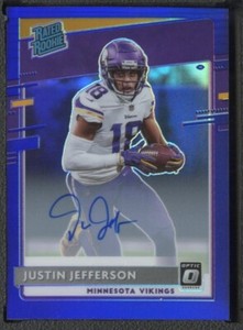 2020 Donruss Optic Justin Jefferson RC Auto Purple Holo Prizm /35 Vikings #163