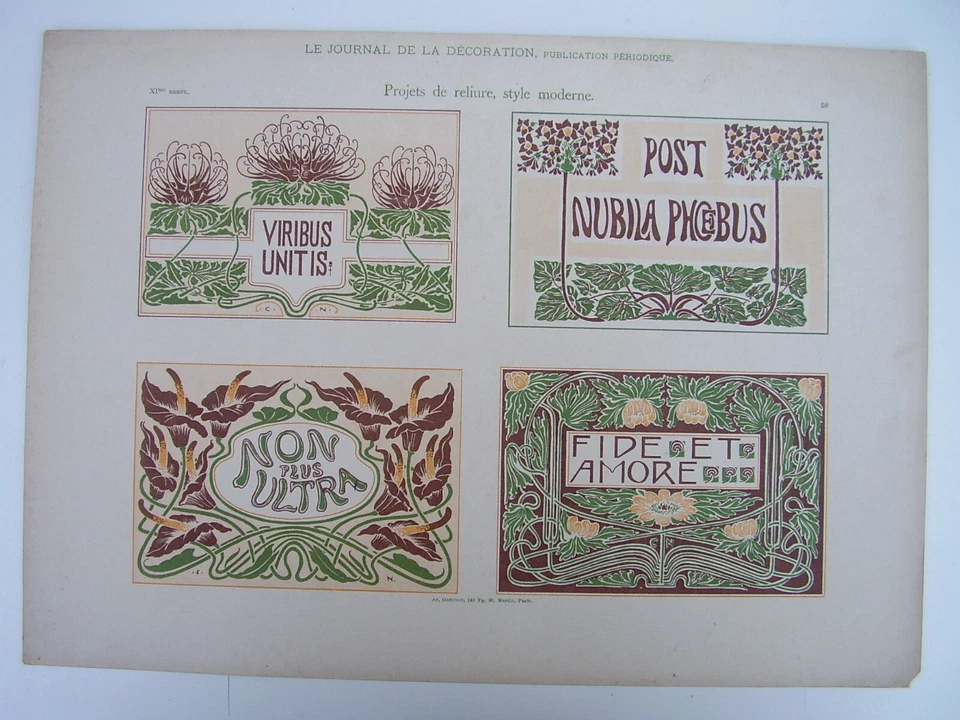 ART NOUVEAU Planche Journal de la décoration 35 x 25 cm (1900) XI annee    - Photo 1/1