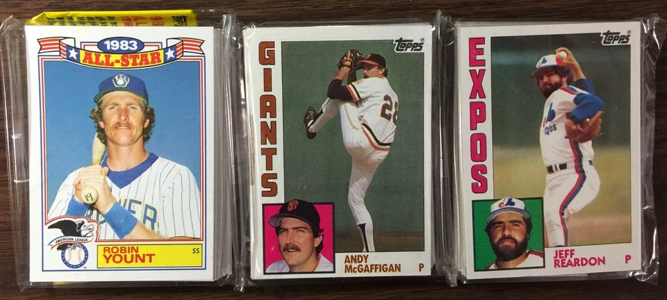 1984 TOPPS Стойка Упаковка РОБИН ЮНТ, ДЖЕФФ РИРДОН, Дон САТТОН, M BRADLEY Показ - Изображение 1 из 4