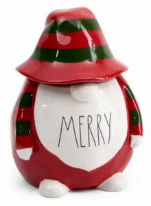 NEW Rae Dunn Artisan MERRY Christmas Gnome Cookie Jar Canister LL Holiday - Picture 1 of 1