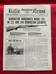 Vintage 1959 Print Ad Remington Rifle News Model 725 in 222 & 244 Calibers - Bild 1 von 7