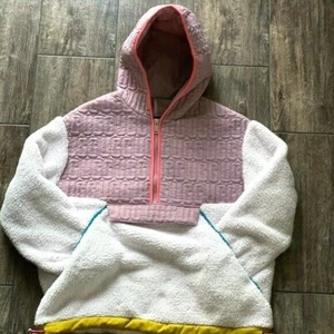 Ugg Australia Women's Iggy Sherpa Half Zip Pullover Pink White Yellow 1117513 - Picture 1 of 11
