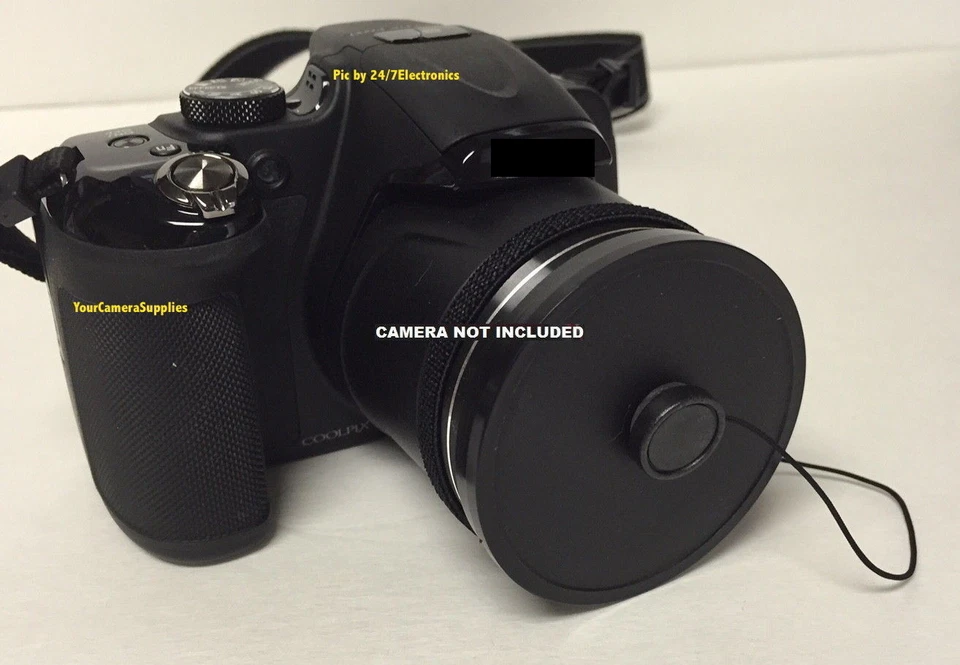FRONT SLIP-ON LENS CAP to CAMERA FUJI S2950 S2990 S2800 S2700 HD FINEPIX+HOLDER - Image 1 of 4