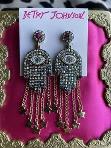 Betsey Johnson mystische barocke Hamsa Evil Eye Hand Gold Stern Ohrringe 52 $ - Bild 1 von 2