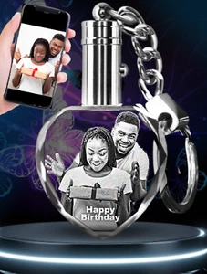 Custom Laser Etched LED Keyring – Personalised Name, Logo or Picture Keychain - Picture 1 of 11