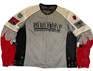 Vintage Power Trip Street Unit Motorcycle Jacket Men Size 2XL Rocket Flames - Picture 1 of 17
