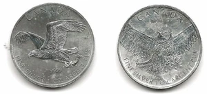 2014-2015  Canada $5 1 Oz .999 Fine Silver UNC Great Horned Owl, Bald Eagle - Picture 1 of 6