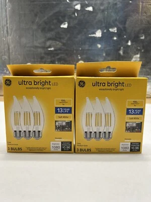 2x GE Ultra Bright LED Light Bulbs, 100W, Soft White Candle Lights 3 Pack - Image 1 of 4