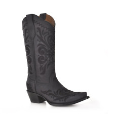 Women's Black Genuine Leather Pair of Ladies Western Boots-5 day delivery