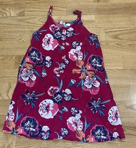 Girls Roxy Dark Raspberry Floral Sundress Size 7 EUC - Picture 1 of 3