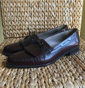 BALLY Manchester Oxblood Leather Kiltie Bow Moccasins Loafers Men Size 12B - Picture 1 of 11