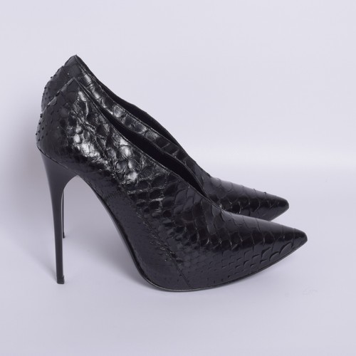 Scarpe decolte donna Burberry nere pelle pitone punta tacco alto EU 39