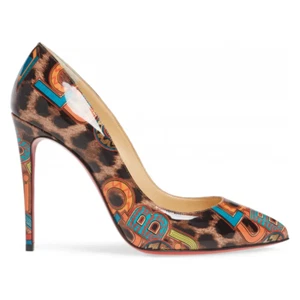 Christian Louboutin Pigalle Follies 100 Black Loubileo Leopard Heel Pump 37 - Picture 1 of 12