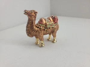 Bejeweled Camel Enameled Metal Figural Hinged Trinket Box - Picture 1 of 9
