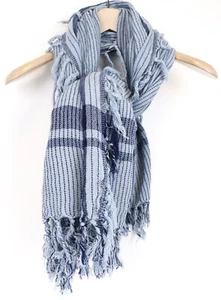 MAISON SCOTCH Ams Blauw Women Scarf OS Blue Patterned Tassels Casual Unisex - Picture 1 of 6