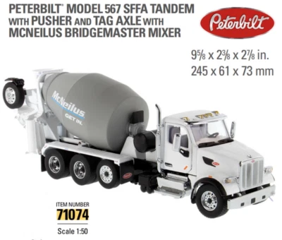 1:50 Peterbilt McNeilus Concrete Mixer Construction Machine Diecast Model - Image 1 of 4