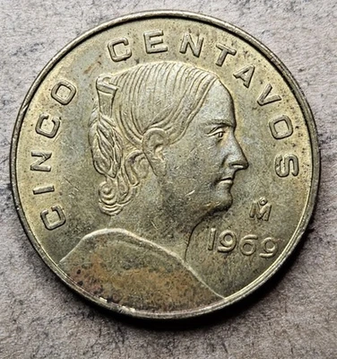Mexico Cinco Centavos Coin - 1969 - KM# 426 - Brass - Mexican - Image 1 of 2