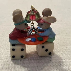 Enesco Ornament 1989 1990 Full House Mouse 1st Casino Christmas Series Mice - Picture 1 of 7
