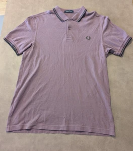 Fred Perry Polo Shirt Mens Size Medium Short Sleeve Purple Lilac Twin Tipped - Picture 1 of 9