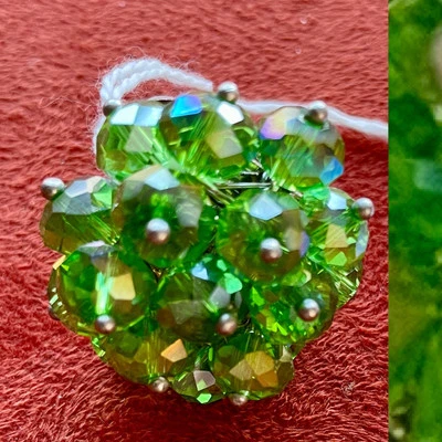 Elegante ANILLO DE CÓCTEL AJUSTABLE VERDE VINTAGE Y2K CUENTAS MOD Foto 1 de 4